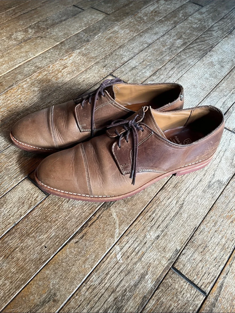 Allen Edmonds Brown Leather Cap-Toe Derby Shoes